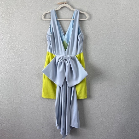 Marchesa Notte yellow blue huge Bow Mini Dress size 10 - Picture 10 of 15
